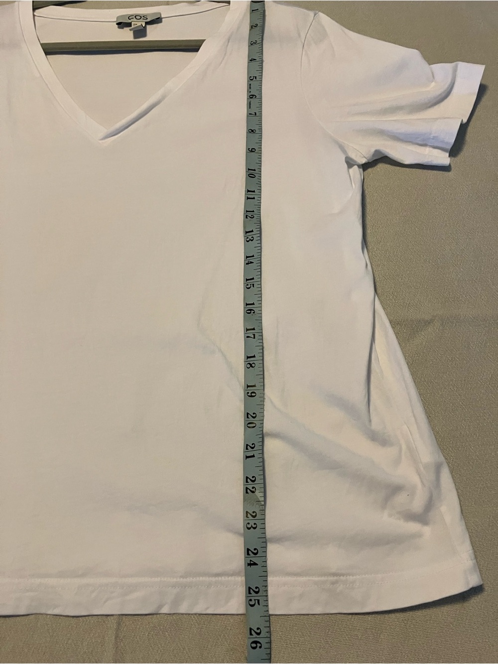 100% cotton COS white tee neutral summer staple layering medium deep v neck - Picture 9 of 9